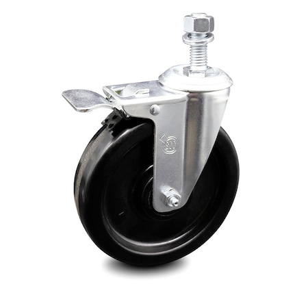 Service Caster 6 Inch Phenolic Swivel 12mm Threaded Stem Caster with Total Lock Brake SCC SCC-TSTTL20S615-PHR-M1215